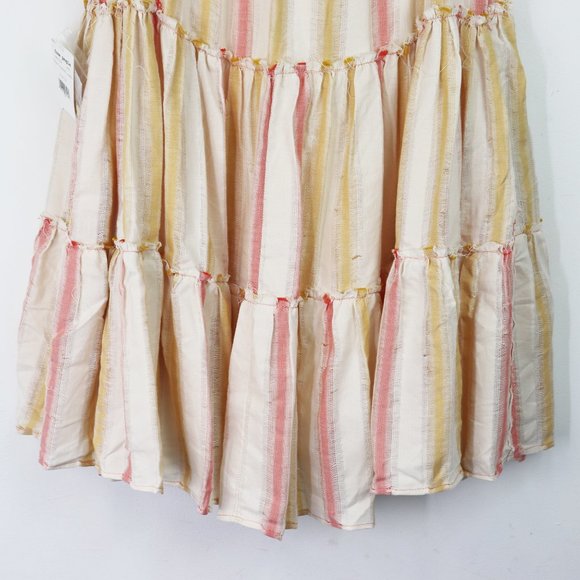 NWT Free People Do It Again Frayed‎ Trim Mini Dress Fresh Almond Stripe X Small - Picture 10 of 13